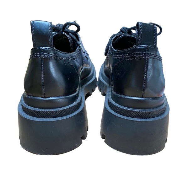 Zara Chunky Platform Black Oxford’s Flat Track Sole lug sole Mary Janes Size 7.5 - Picture 6 of 11